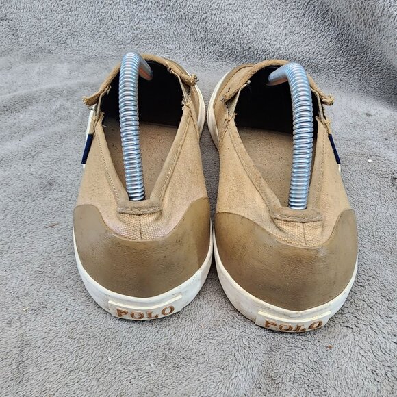 Polo Shoes Mens Size 10 Tan Canvas Slip On Sneakers *Read* - Picture 7 of 14